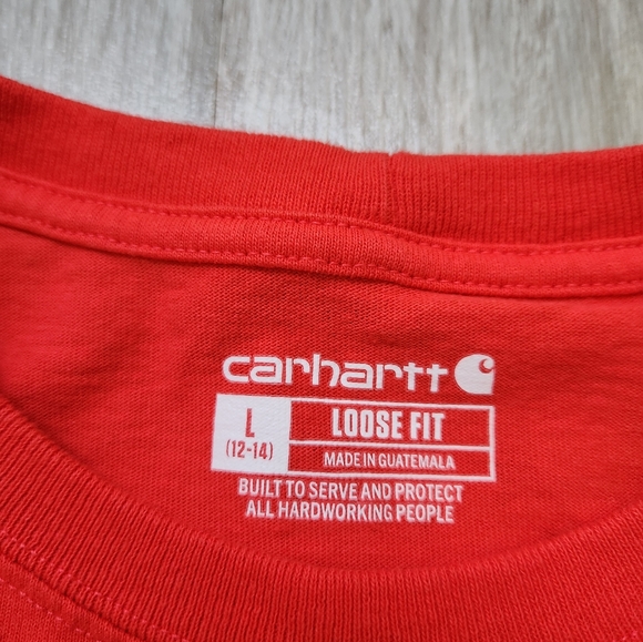 Carhartt Loose Fit T Shirt Reddish Pink Short Sleeve Pocket Womens Sz L - Picture 3 of 7